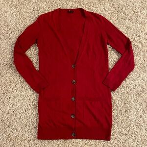 Theory bright Red cotton/Cashmere Blend Button up V neck front Cardigan size SP